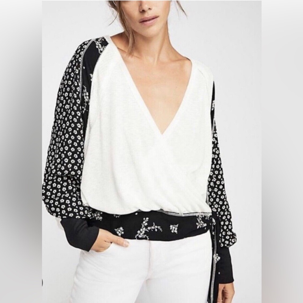 Free People Auxton Thermal top in black/white